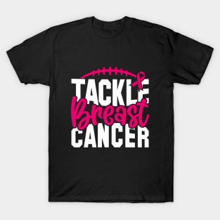 Tackle Breast Cancer Football Sport Awareness Support Pink Ribbon T-Shirt